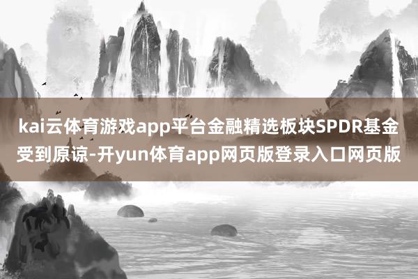 kai云体育游戏app平台金融精选板块SPDR基金受到原谅-开yun体育app网页版登录入口网页版